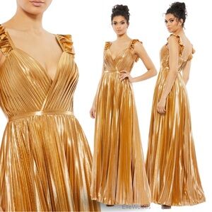 Mac Duggal 26609 Elegant Liquid Gold Evening Gown Size 0